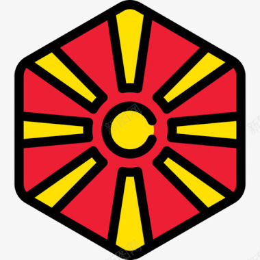 马其顿共和国国旗收藏5六边形图标图标