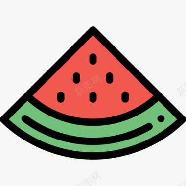 西瓜野餐10线形颜色图标图标