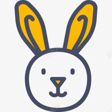 复活节兔子复活节4线性颜色图标图标