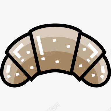 羊角面包面包店6线性颜色图标图标