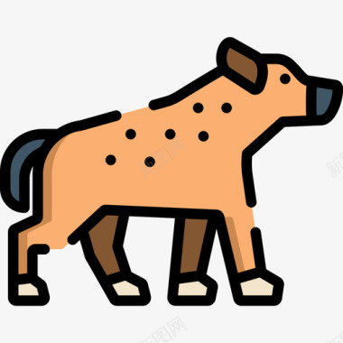 鬣狗动物29线性颜色图标图标