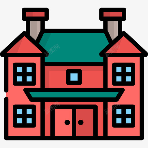 维多利亚时代的房子房屋类型线性颜色图标svg_新图网 https://ixintu.com 房屋类型 线性颜色 维多利亚时代的房子