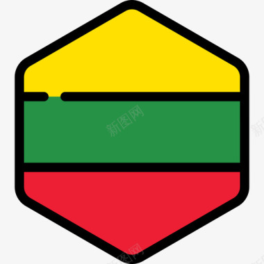 立陶宛国旗系列5六边形图标图标