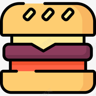 汉堡野餐6原色图标图标