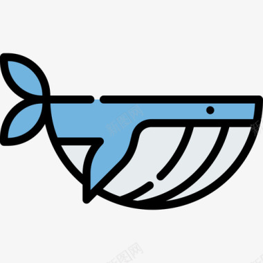 鲸鱼海洋生物8线状颜色图标图标
