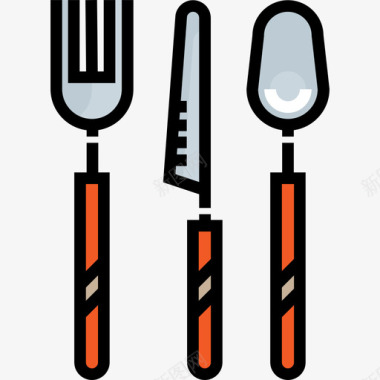 餐具食品和餐厅3线性颜色图标图标