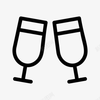 香槟玻璃杯派对图标图标