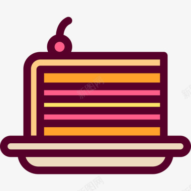 蛋糕感恩节3线形颜色图标图标