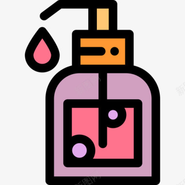 肥皂水疗14线性颜色图标图标