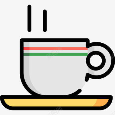 茶印度2线性颜色图标图标