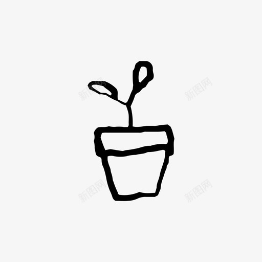 小植物手绘罐子图标svg_新图网 https://ixintu.com 叶子 小植物 手绘 植物 罐子