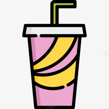 软饮料白的线性颜色图标图标