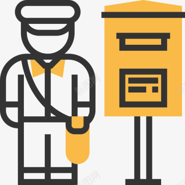 邮递员职业5黄影图标图标