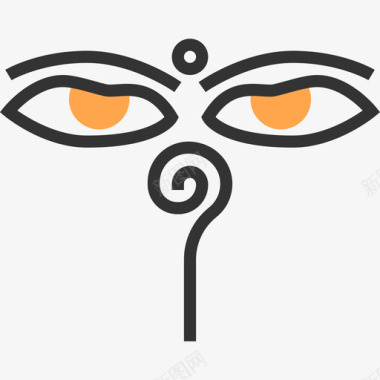 印度教印度符号黄色阴影图标图标