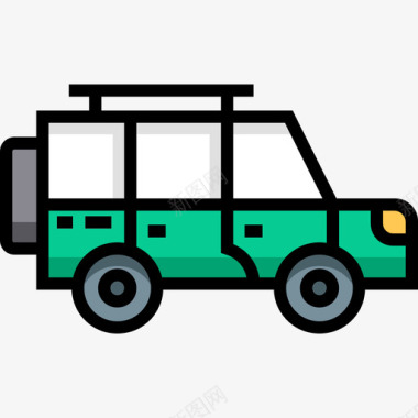 吉普车旅行2线性颜色图标图标
