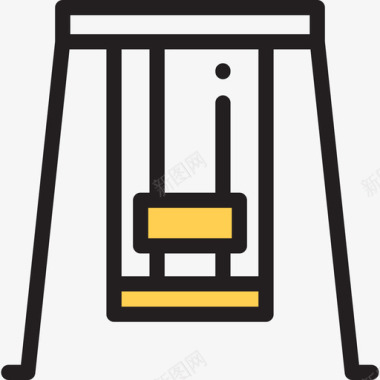 秋千幼儿园4线性颜色图标图标