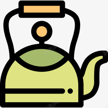 茶壶水疗14线性颜色图标图标