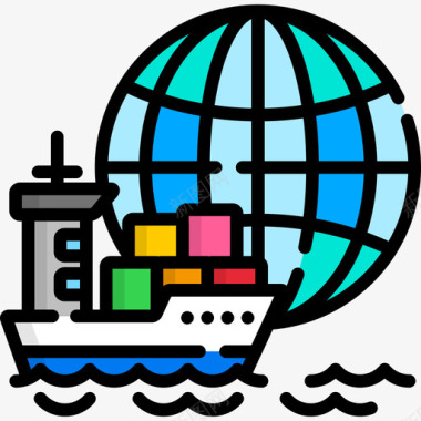 船全球物流2线性颜色图标图标