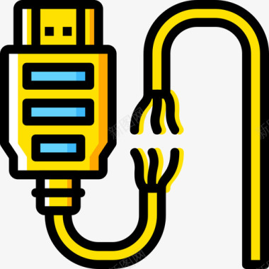 电缆断开连接器电缆4黄色图标图标