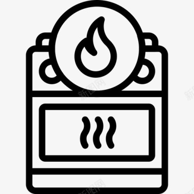 烤箱家庭自动化4线性图标图标