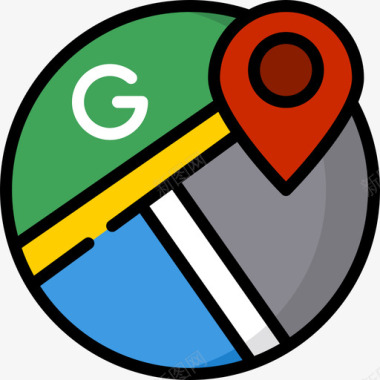 谷歌地图社交媒体23线性颜色图标图标
