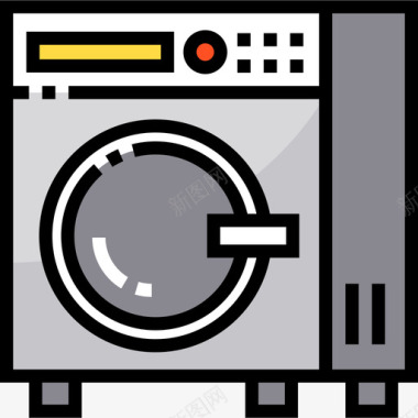 洗衣机35号酒店线性颜色图标图标