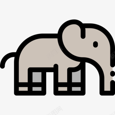 大象动物30线性颜色图标图标
