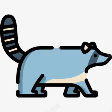 浣熊动物29线性颜色图标图标