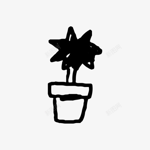 星星植物手绘罐子图标svg_新图网 https://ixintu.com 叶子 手绘 星星植物 植物 罐子