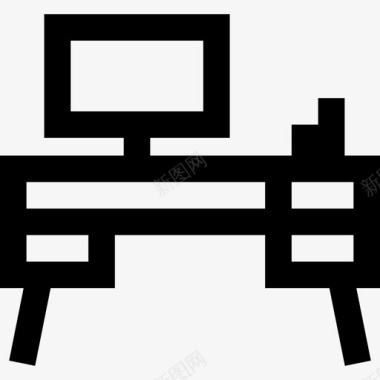 办公桌文具和办公室3间直线型图标图标