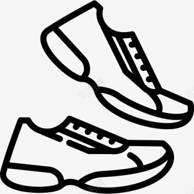 跑鞋健身房6直线型图标图标