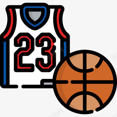 篮球美国4线性颜色图标图标