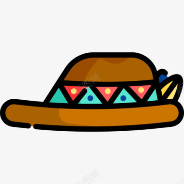 帽子波西米亚风格5线性颜色图标图标