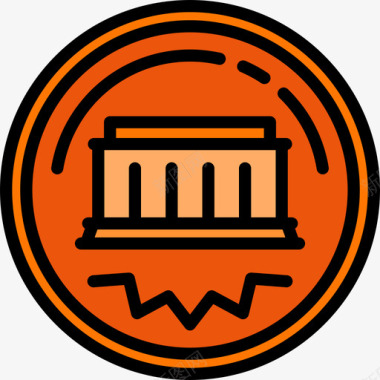 银行业美国硬币3线颜色图标图标