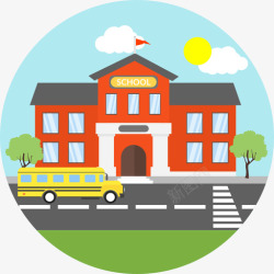 学校景观学校景观13平坦图标高清图片