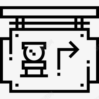 厕所9号博物馆线性图标图标