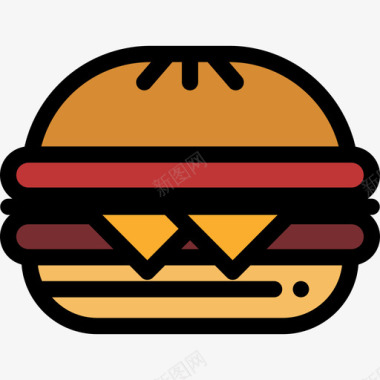 汉堡烧烤派对4原色图标图标