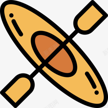 皮艇航海水手线性颜色图标图标