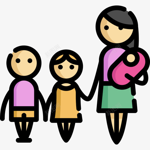 家庭母亲节6线性颜色图标svg_新图网 https://ixintu.com 家庭 母亲节6 线性颜色