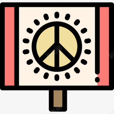 和平主义嬉皮士13线性颜色图标图标