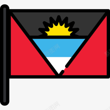 安提瓜和巴布达国旗收藏2桅杆图标图标