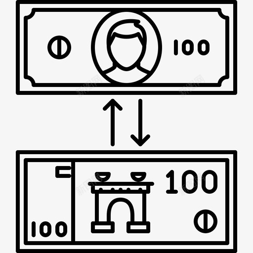 货币交流，货币转率svg_新图网 https://ixintu.com 货币交流，货币转率 线性 精美 方正