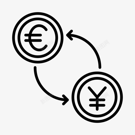 兑换货币银行欧元图标svg_新图网 https://ixintu.com 业务图标 兑换货币 日元 欧元 银行