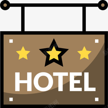 酒店35号酒店线性颜色图标图标