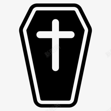 棺材墓地十字架图标图标