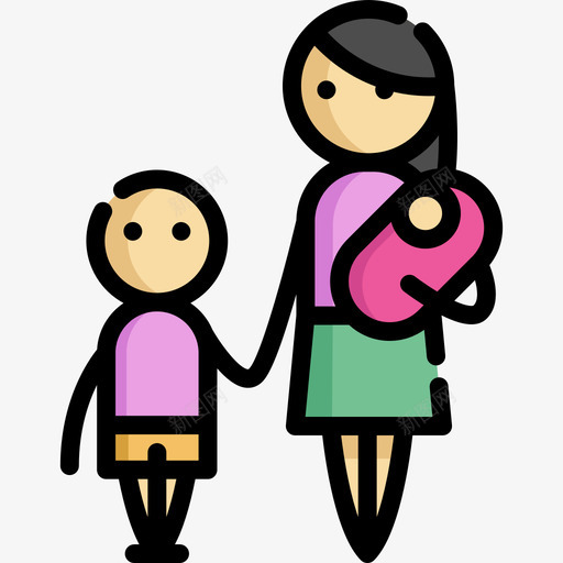 家庭母亲节6线性颜色图标svg_新图网 https://ixintu.com 家庭 母亲节6 线性颜色