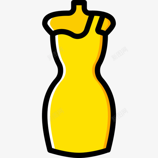 连衣裙女装3黄色图标svg_新图网 https://ixintu.com 女装3 连衣裙 黄色