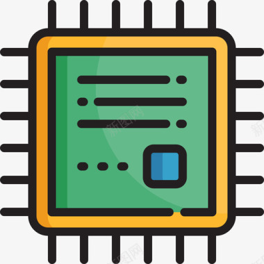 微芯片工业过程2线性彩色图标图标