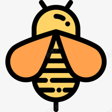 蜜蜂野营25线性颜色图标图标