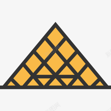 卢浮宫金字塔地标13黄色阴影图标图标